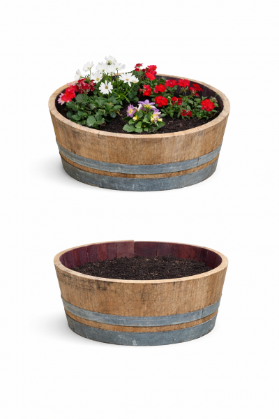 65 L Miniteich Pflanzkübel Pflanzenschale Regentonne aus gebrauchtem Barrique Eichenfass, H.25,D.65cm