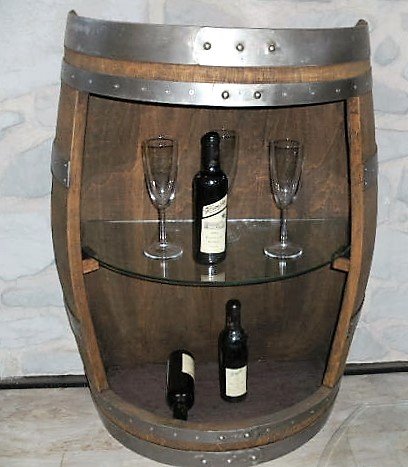 Halbfassbar mit Zwischenboden & Rückwand aus Weinfass Eichenfass