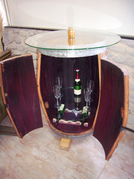 225Liter-Glas-Fassbartisch-Rustika-DELUXE, Tischplatte D.80cm, H.106cm