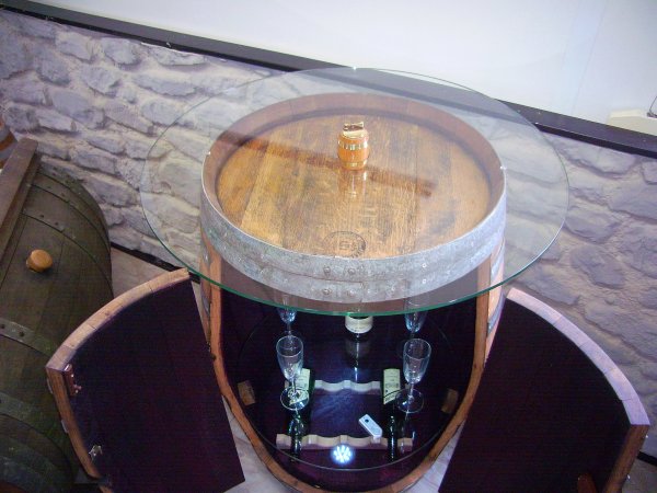 225Liter-Glas-Fassbartisch-Rustika-DELUXE, Tischplatte D.80cm, H.106cm