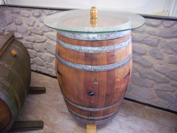 225Liter-Glas-Fassbartisch-Rustika-DELUXE, Tischplatte D.80cm, H.106cm