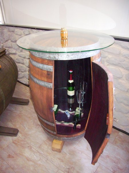 225Liter-Glas-Fassbartisch-Rustika-DELUXE, Tischplatte D.80cm, H.106cm