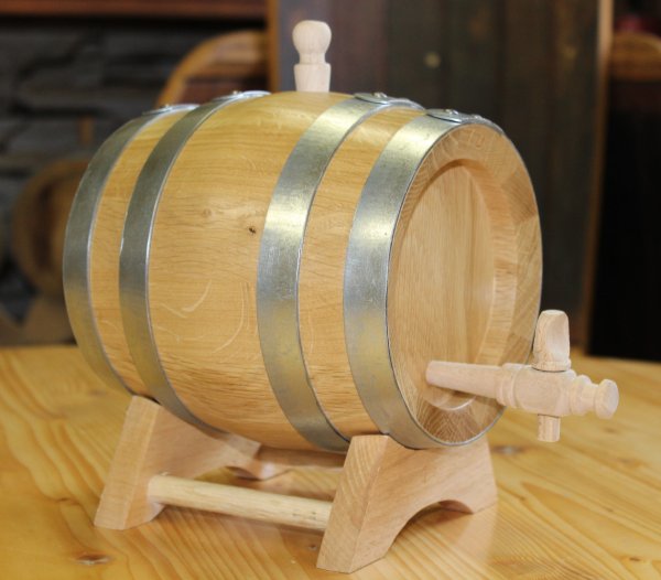 3 Liter Eichenfass innen roh und geschmackgebend Böttcherware Schnapsfass Weinfass Whyskifass Holzfass