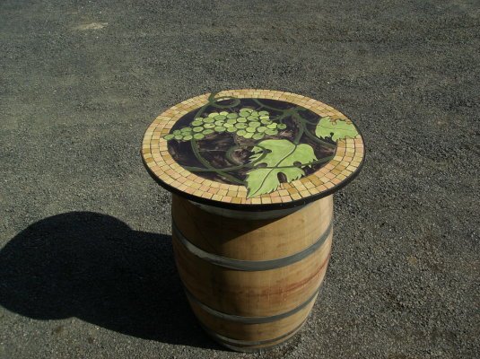 Mosaik-Tischplatte - Fasstisch DELUX mit D.80cm, Höhe 100cm