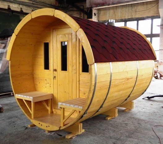 SFF19251 Ø1,9m, L2,5 m, Saunafass mit Halb-Panoramawand, 58mm Wandstärke ohne Saunaofen für 4-6 Personen außen unbehandelt