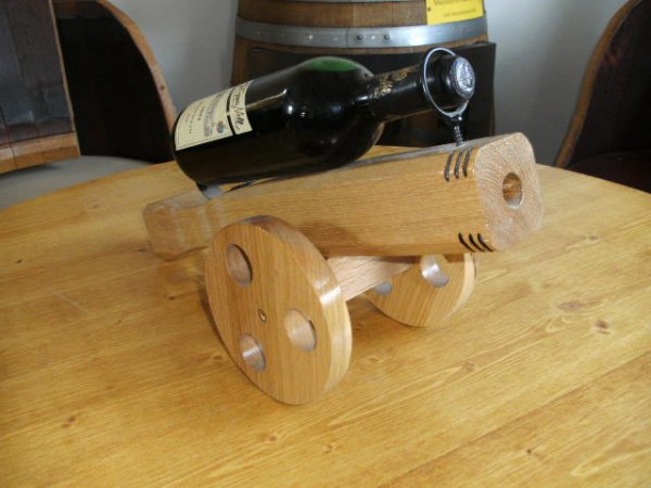 Flaschenkanone Weinregal aus Eiche massiv für 1 Flasche