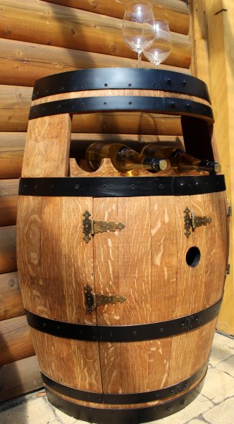 Halbfassbartisch - BACCHUS mit 5-er Weinregal & Zwischenboden