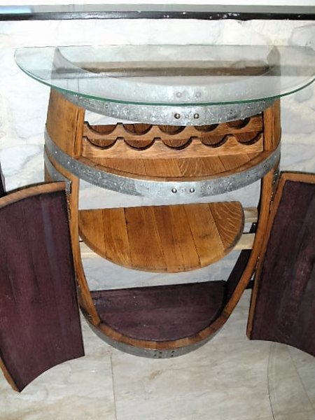 Halbfassbartisch - BACCHUS mit 5-er Weinregal & Zwischenboden