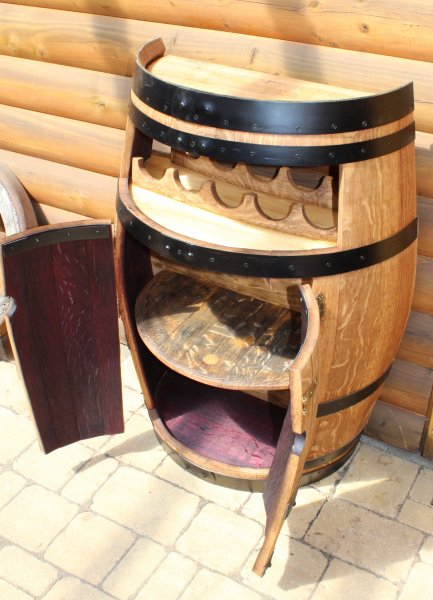 Halbfassbartisch - BACCHUS mit 5-er Weinregal & Zwischenboden