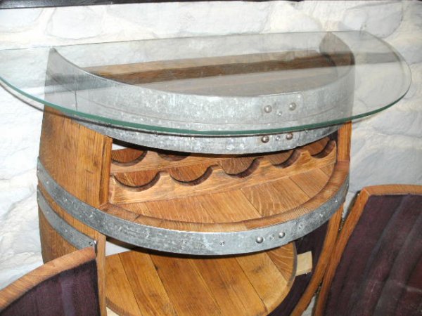 Halbfassbartisch - BACCHUS mit 5-er Weinregal & Zwischenboden