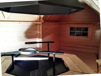 GKF092E1 9,2 m2 Grillkota mit Erweiterungsanbau 1,69 x 1,69 m, Fichte für ca. 8 Personen