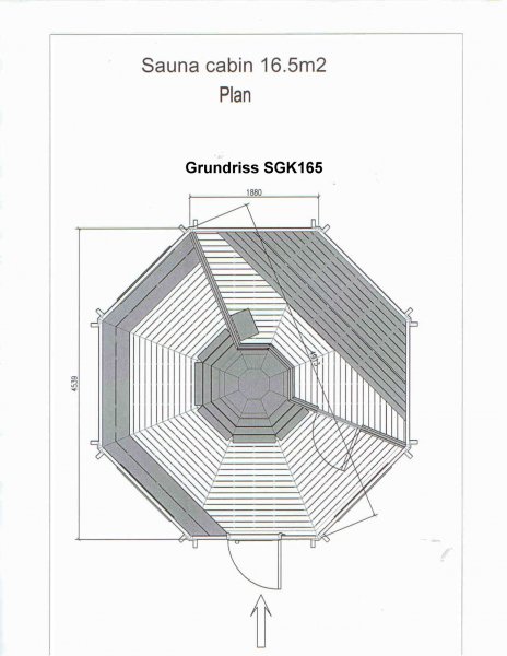 SKF165V1 16,5 m2 Saunakota mit Vorraum, Fichte für ca. 9 Personen