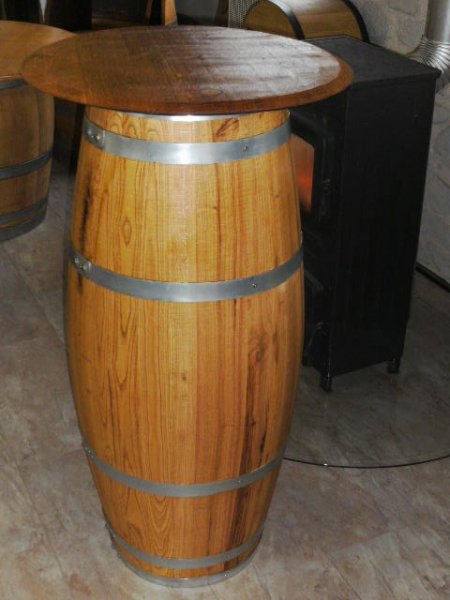 150Liter Zigarren Fasstisch, runder Tischplatte D.58cm,H.94cm