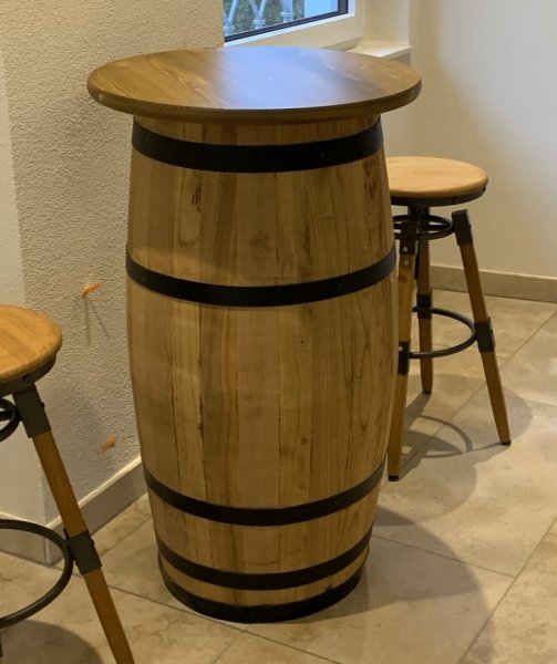 150Liter Zigarren Fasstisch, runder Tischplatte D.58cm,H.94cm