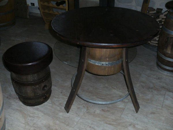 Fasstisch RUSTIKA-K H. 72cm mit 80cm runder Tischplatte, Weinfas