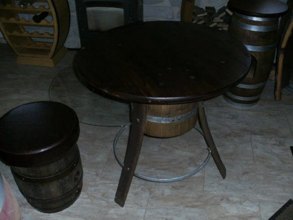 Fasstisch RUSTIKA-K H. 72cm mit 80cm runder Tischplatte, Weinfas