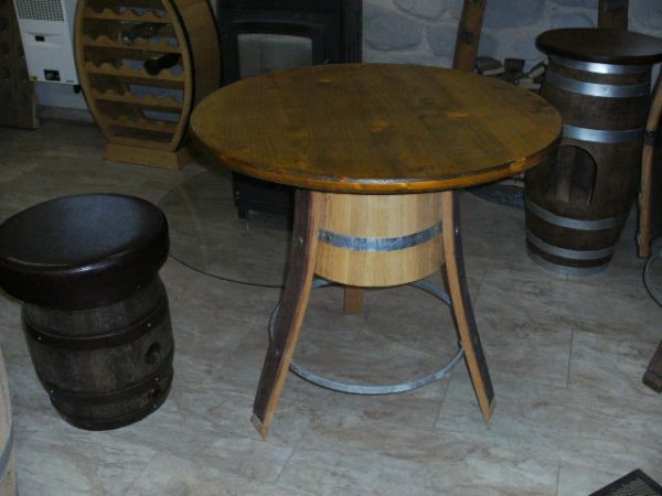 Fasstisch RUSTIKA-K H. 72cm mit 80cm runder Tischplatte, Weinfas