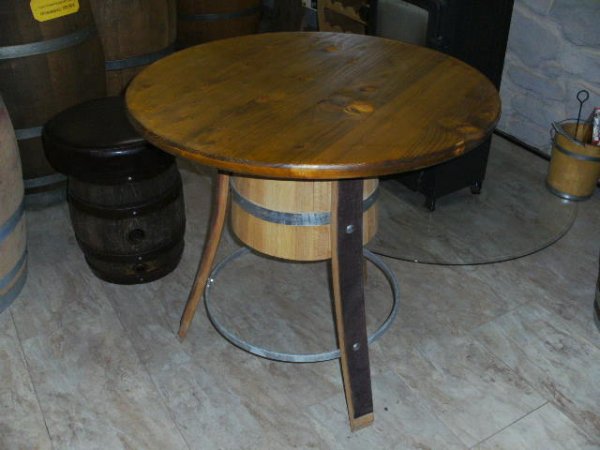 Fasstisch RUSTIKA-K H. 72cm mit 80cm runder Tischplatte, Weinfas