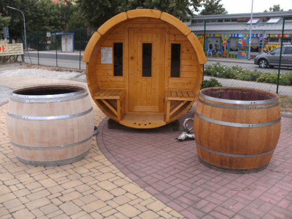 600L rundes Eichenfassbottich D. ca.105-110cm, Höhe 90cm.