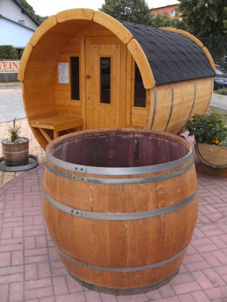 600L rundes Eichenfassbottich D. ca.105-110cm, Höhe 90cm.