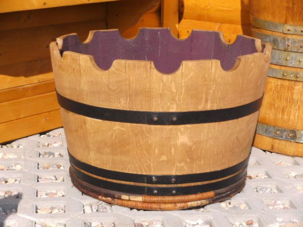 KRONE105L Pflanzenkübel Fasskübel Miniteich Eichenfasshälfte