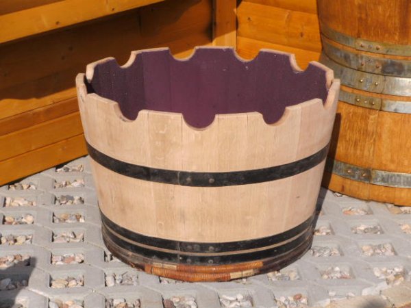 KRONE105L Pflanzenkübel Fasskübel Miniteich Eichenfasshälfte