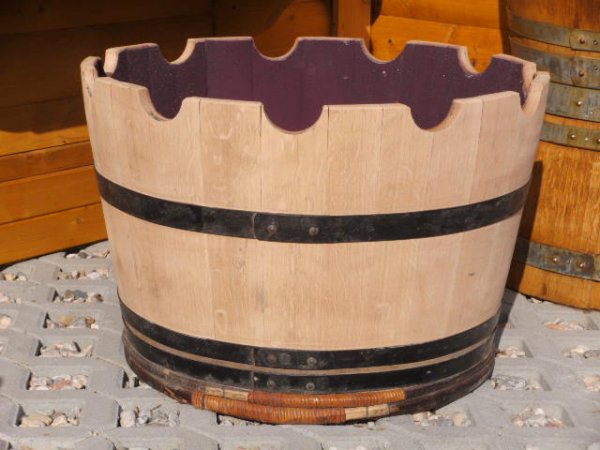 KRONE105L Pflanzenkübel Fasskübel Miniteich Eichenfasshälfte