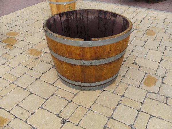 115L Miniteich Eichenfasshälfte mit D.70cm,H.45/47cm Blumenkübel mit Extraring