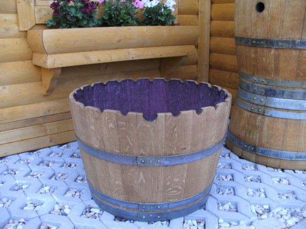 KRANZ110L Pflanzenkübel Fasskübel Miniteich Eichenfasshälfte