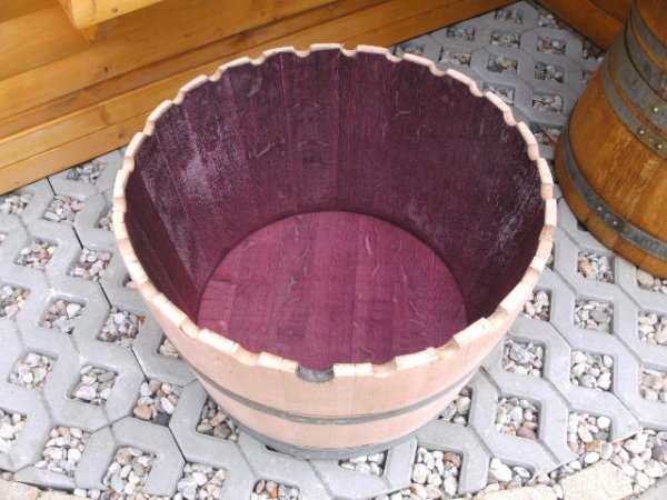 KRANZ110L Pflanzenkübel Fasskübel Miniteich Eichenfasshälfte