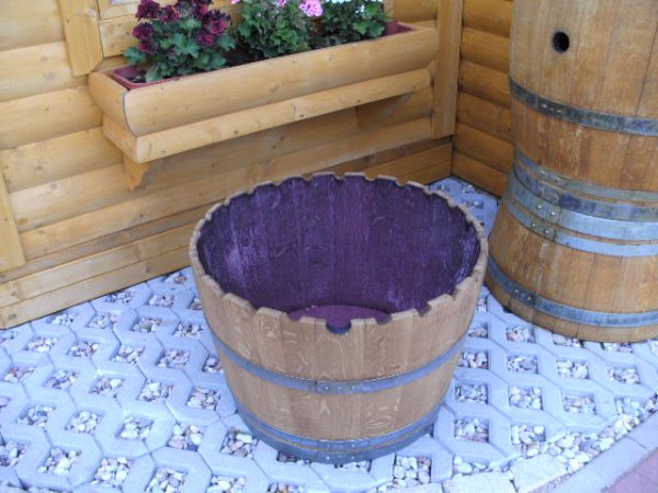 KRANZ110L Pflanzenkübel Fasskübel Miniteich Eichenfasshälfte