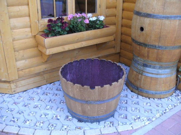 KRANZ110L Pflanzenkübel Fasskübel Miniteich Eichenfasshälfte