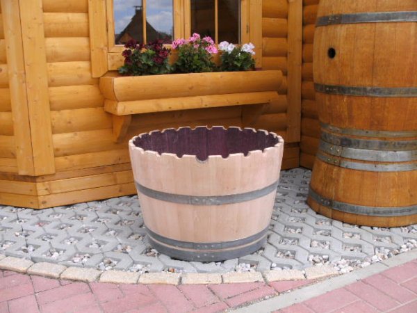 KRANZ110L Pflanzenkübel Fasskübel Miniteich Eichenfasshälfte