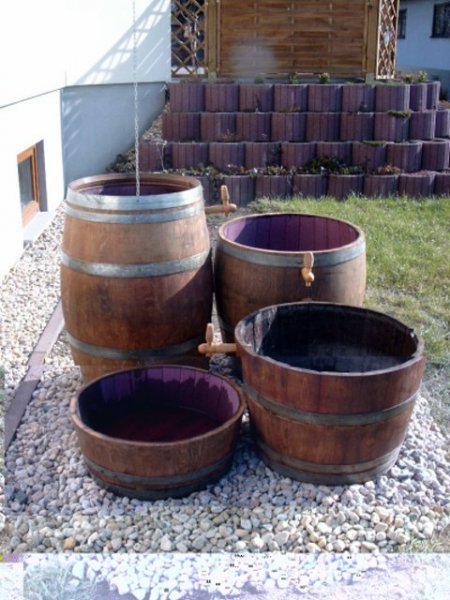 600 Liter Fasskombination Weinfass Regentonnen Waserfass Wasserspiel Fassbrunnen