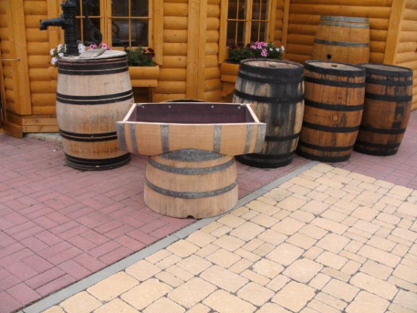 Hochbeet-Quer-115L Pflanzenkübel Fasskübel Miniteich Eichenfassh