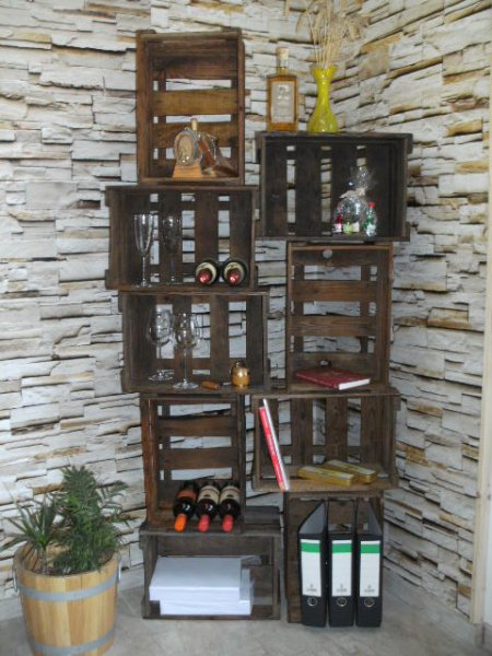 9-er Weinkiste Weinregal aus gebrauchten Holz - Weinkisten