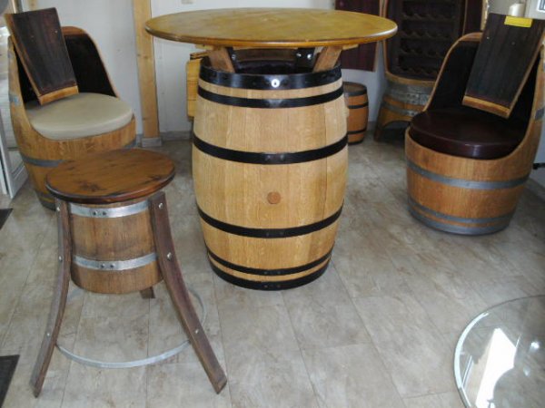 Fasstisch - BORDEAUX - DELUXE Tischplatte. D.100cm, H.110-115cm Fass Weinfass Eichenfass Stehtisch Bistrotisch Stehtisch Biergartentisch