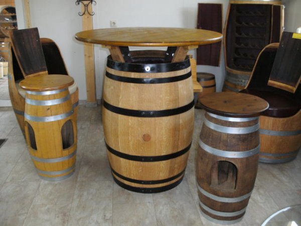 Fasstisch - BORDEAUX - DELUXE Tischplatte. D.100cm, H.110-115cm Fass Weinfass Eichenfass Stehtisch Bistrotisch Stehtisch Biergartentisch