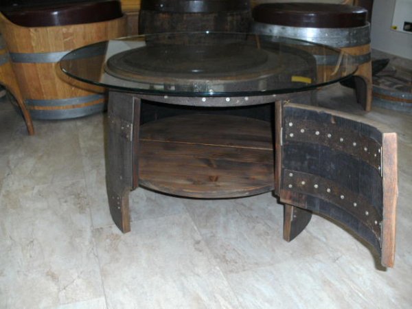 Fassbartisch-REGENT-WB mit Glas-Tischplatte Höhe 37cm.+Staufach