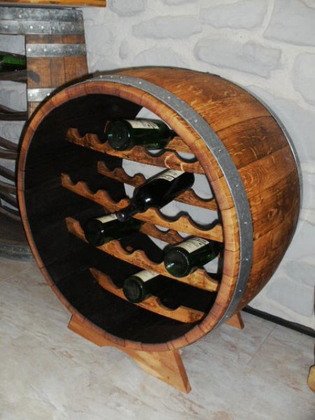 Bacchus-21 Weinregal für 21Fl. aus massivem Eichenholzfass