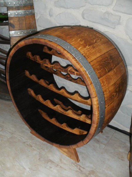 Bacchus-21 Weinregal für 21Fl. aus massivem Eichenholzfass