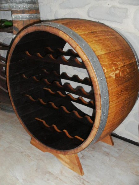 Bacchus-21 Weinregal für 21Fl. aus massivem Eichenholzfass