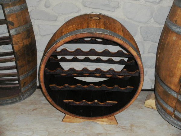 Bacchus-21 Weinregal für 21Fl. aus massivem Eichenholzfass