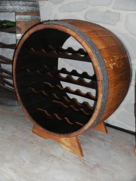 Bacchus-21 Weinregal für 21Fl. aus massivem Eichenholzfass