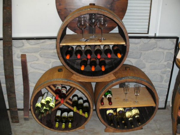 Bacchus-M Weinregal für bis zu 50Fl. aus massivem Eichenholzfass