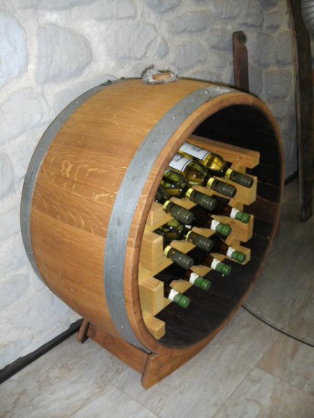 Bacchus-Buvette Weinregal aus massivem Eichenholzfass