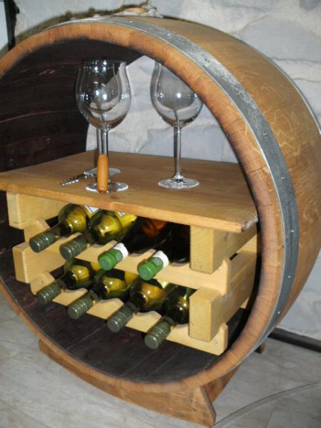 Bacchus-Buvette-M Weinregal aus massivem Eichenholzfass