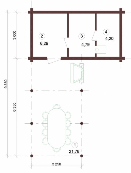 Rundbohlenhaus RBS174V 3x5,8m+TerrassemitDach Jadthaus Gartensau