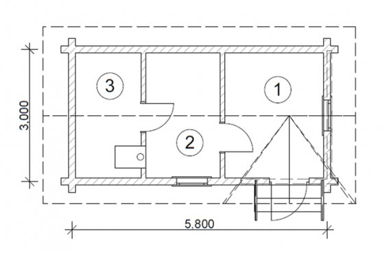 Rundbohlen-Saunahaus RBS174 3x5,8m Gartensauna Jadthaus