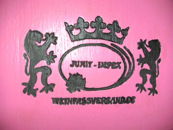 Fassfront Pink 225L D.60cm und 8cm Tiefe aus gebrauchtem Eichenf